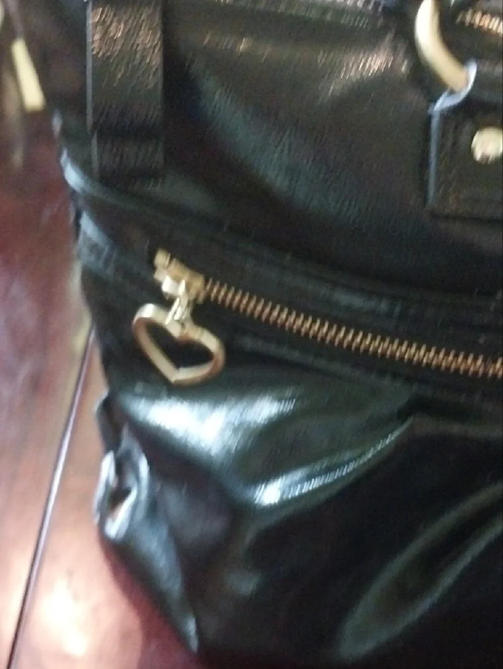 Coach Black Patent Leather Shoulder Bag with Gold Hardware